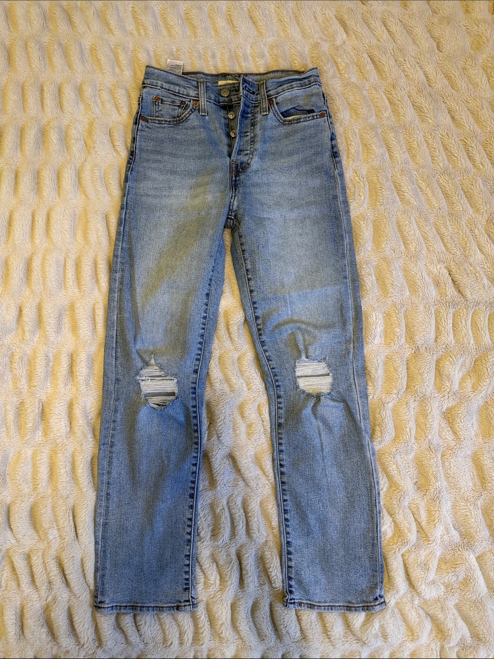 Levi's Light Blue Straight Leg Distressed Jeans- WEDGIE STRAIGHT LEG